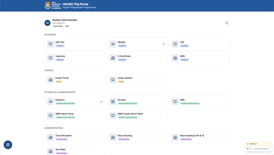 Taught postgraduate portal dashboard